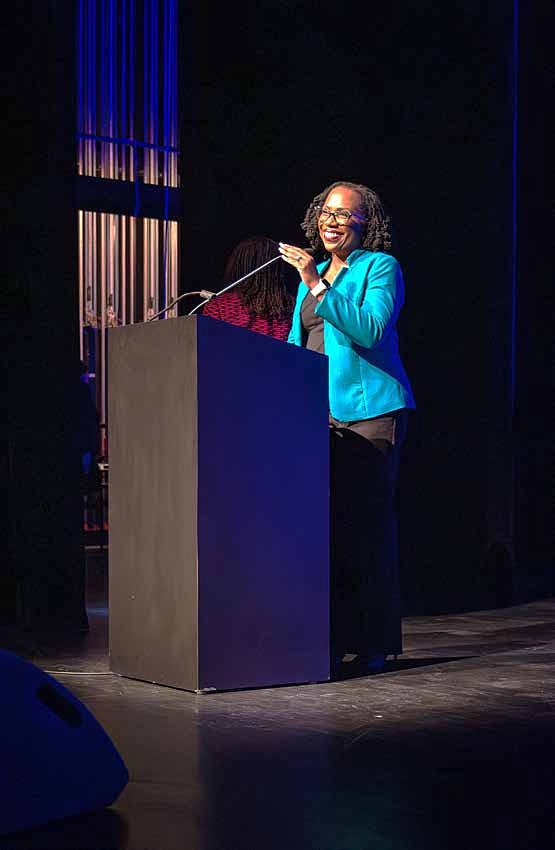 United States Supreme Court Justice Ketanji Brown Jackson speaking as part of Chicago Humanities’ Joanne H. Alter Women in Government Lecture. PHOTO BY DAVID KINDLER.