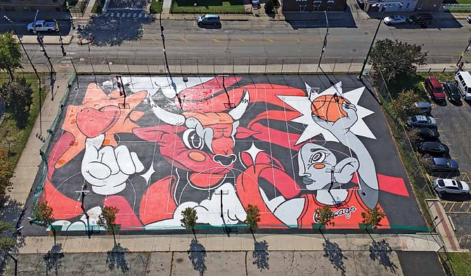 Beyond the Ball and the Chicago Bulls partnered on a basketball court project. PHOTO PROVIDED BY THE CHICAGO BULLS.