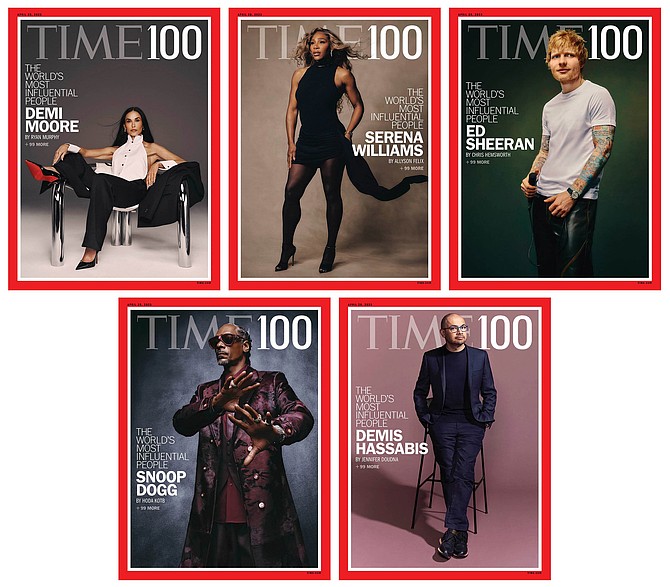 The 2025 TIME100 covers featuring Demi Moore, Serena Williams, Ed Sheeran, Snoop Dogg and Demis Hassabis. PRNewsfoto/TIME