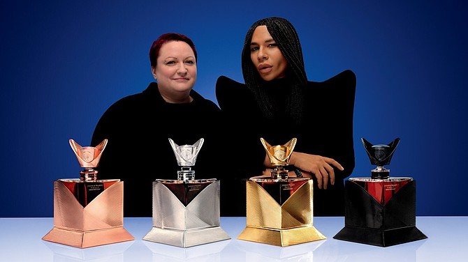 Johnnie Walker Master Blender, Dr Emma Walker with acclaimed French creative director Olivier Rousteing - Johnnie Walker has announced Rousteing as the first cultural partner under the Johnnie Walker Vault platform. (PRNewsfoto/Johnnie Walker)