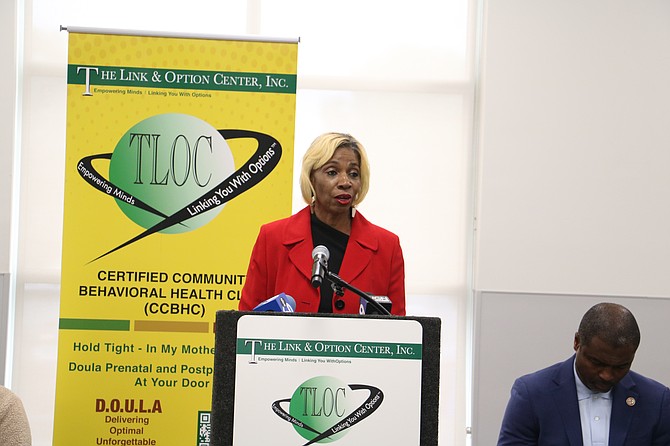 Dr. Twin Green, Founder of the Link & Option Center, during a press conference. Photo provided by Jerry Thomas.