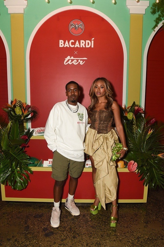 Founder and Creative Director of TIER, Nigeria Ealey and Guest Designer Reyna Noriega celebrate the preview of the exclusive BACARDÍ x TIER “Rooted in Rhythm” merch collection at the La Placita de BACARDÍ event in NYC. PRNewsfoto/BACARDÍ® Rum