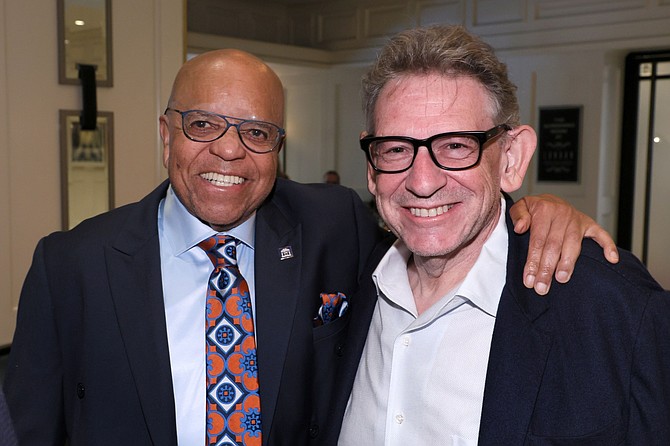 Berry Gordy and Sir Lucian Grainge. Photo: Juan Tallo