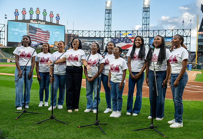 Southland College Prep Charter High School’s Girls Ensemble recently performed the Star Spangled Banner at the Chicago White Sox game on Tuesday, Aug. 26. Photo provided by Southland College Prep Charter High School.