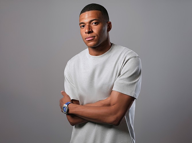 Hublot Ambassador Kylian Mbappé wearing Classic Fusion UEFA Champions League timepiece. PRNewsfoto/Hublot SA