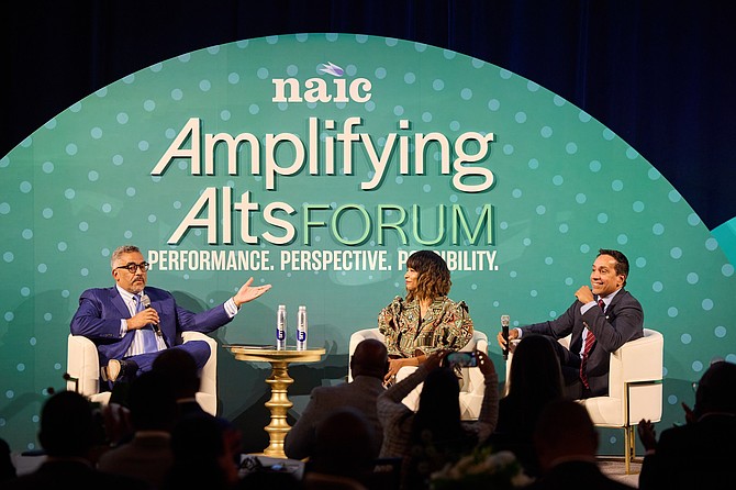 Robert Greene, Kwanza Jones, and José E. Feliciano At NAIC 2025 Amplifying Alts Forum 2025. Kwanza Jones & José E. Feliciano Initiative.