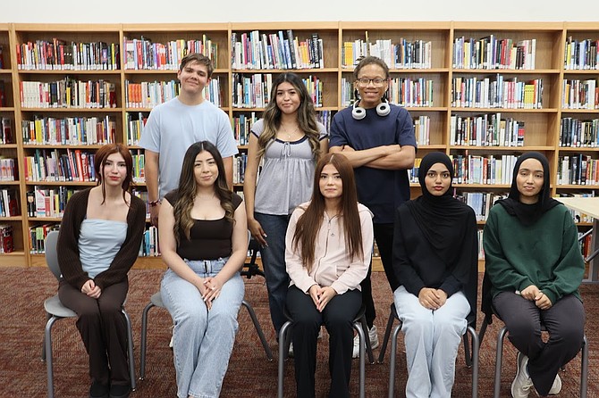 CHW High School Pipeline Program Interns. Standing in back row left to right: Joshua Ryan, Aaliyah Zuniga and Ryan Reed.  In the front row, left to right: Samatha Martinez, Julissa Zuniga, Amanda Martinez, Adiba Vahora and Zakiya Vahora.  Photo provided by Cook County Department of Public Health.