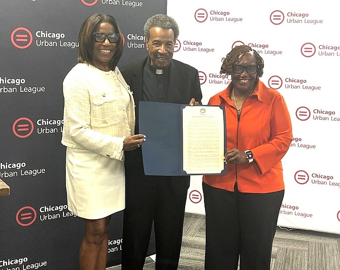 Cook County Commissioner Donna Miller, Reverend Anthony Williams and the Chicago Urban League’s President Karen Freeman-Wilson. Photo courtesy Commissioner Miller Office.