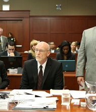 George Zimmerman stands for instruction from Judge Debra Nelson during his trial in Seminole circuit court in Sanford, Fla. Thursday, July 11, 2013. Zimmerman has been charged with second-degree murder for the 2012 shooting death of Trayvon Martin.