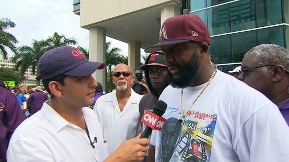 Trayvon's father speaks to CNN at 'Justice for Trayvon' Rally
Tracy Martin, Travyon Martin's father, speaks to CNN's Nick Valencia at a 'Justice for Trayvon' rally in Miami, FL, July 20, 2013.