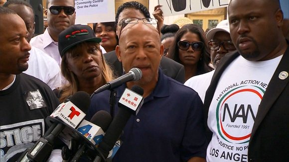 Los Angeles 'Justice for Trayvon' Rally
Civil Rights Activist Rev. Eric P. Lee addresses the crowd at a Los Angeles 'Justice for Trayvon' Rally.