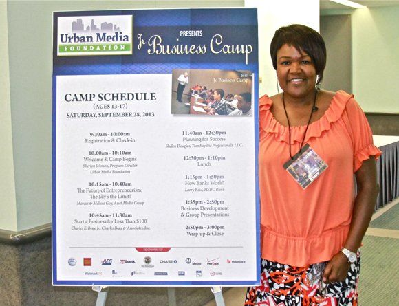 Urban Media Foundation program director Sherion Johnson at the Jr. Business Camp.