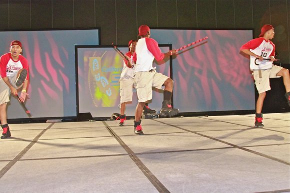 Members of the Kappa League compete with an innovative step routine.