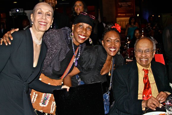 Carmen De Lavallade (left) celebrates receiving CAAM’s Lifetime Achievement Award, with long-time friends and colleagues, including Lula Washington and Tamica Washington-Miller (center) of Lula Washington Dance Theatre, and legendary choreographer, Donald McKayle (seated right).