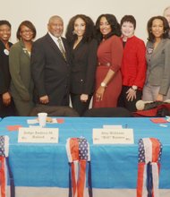 L-R  Atty. Nyshana Sumner, Judge Alfred Swanson; Judge Freddrenna M. Lyle; Atty. Mary Alice Melchor; Judge Andrea M. Buford; Judge Lewis Nixon; Larissa M. Tyler, Managing Editor, Chicago Citizen Newspaper/QBG Foundation Exec. Dir.; Judge LaGuina Clay-Herron; Atty. Patricia S. Spratt; Atty. Kristal Rivers; Atty. William "Bill" Raines; Judge Sharon O. Johnson; Atty. Steven G. Watkins; Atty. Diana Rosario and Judge Cynthia Y. Cobbs.