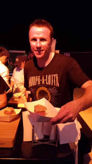 Showing his stuff. Another chef displays one of his mouth watering creations.