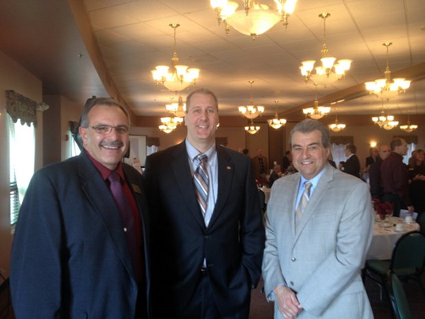 Pictured (from left) are Crest Hill Mayor Ray Soliman, Lockport City Administrator Ben Benson and Joliet Mayor Tom Giarrante.