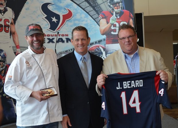 Chef Grady Spears;  Jamey Rootes, President of Houston Texans; and Chef Chris Shepherd