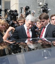 Former Virginia Gov. Bob McDonnell exits federal court after being found guilty of corruption charges.