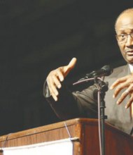 President-elect Rev. Jerry Young gives his first speech Friday in New Orleans at the National Baptist Convention USA, the largest group of black Christians in the United States.