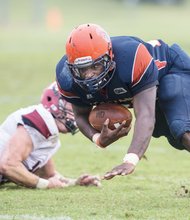 VSU’s Kevon Bellamy goes in for the Trojans’ lone touchdown of last week’s home opener against Lenoir-Rhyne. Next up: Kentucky State.