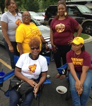 (L-R):  Tonya Glen, Lynette Johnson Watts, Melody Fields, Lori Thurman, and Laurise Johnson pose for a picture during Central State University’s tailgate party before the Chicago Football Classic on September 20 at Soldier Field, 1410 Museum Campus Dr.