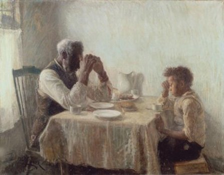 An oil painting by Henry Ossawa Tanner, “The Thankful Poor,” is part of the William H. and Camille O. Cosby Collection that will be on view in November at the Smithsonian’s National Museum of African Art.