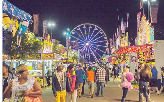 The State Fair of Virginia lights up the sky, as rides and colorful concessions welcome revelers on a cool autumn night. The annual event runs through Sunday, Oct. 5, at Meadow Event Park in Caroline County. Hours: 10 a.m. to 9 p.m. today and Sunday; 10 a.m. to 10 p.m. Friday and Saturday.