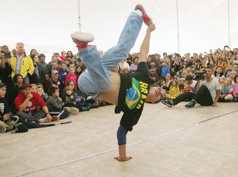 Eddie Hoffman wows the crowd with his moves at the Thrown Down on Brown break dancing competition.