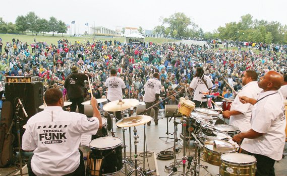 An estimated 125,000 people turned out for last weekend’s 10th Annual Richmond Folk Festival held along the banks of the James River and on Brown’s Island. Washington-based go-go band Trouble Funk gets the 
crowd going.