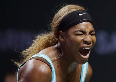Serena Williams celebrates her WTA Finals win.
