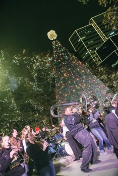 Virginia Commonwealth University’s pep band, The Peppas, rock the crowd during the Grand Illumination.