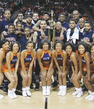 The Virginia State University Trojans take home the trophy from the Barclays Center.