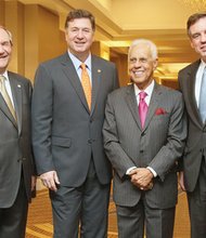 Former Virginia governors, from left, Tim Kaine, Jim Gilmore, George Allen, Doug Wilder, Mark Warner and Chuck Robb.
