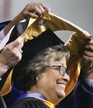 ay Coles James, founder and president of the Gloucester Institute who also served in the administrations of Gov. George Allen and President George W. Bush, gave the commencement address and received an honorary doctorate of humane letters.