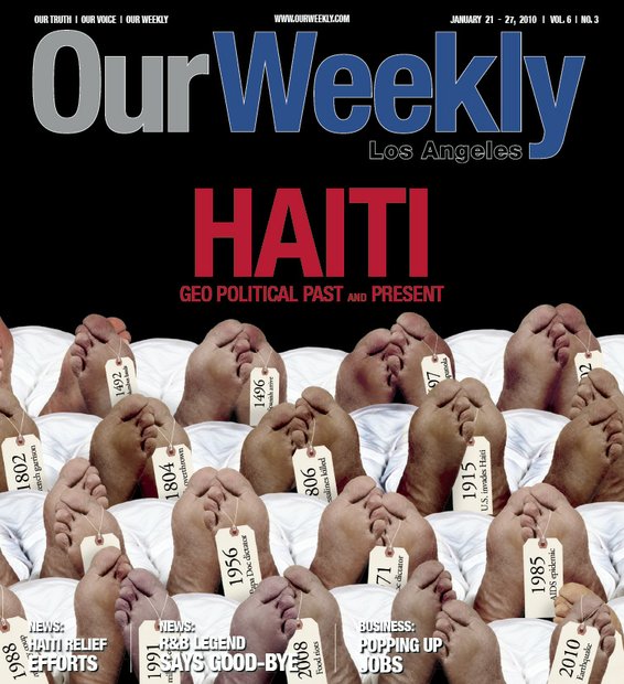 As wars and revolutions continued to claim lives of Haitians, this cover was created to depict a makeshift morgue, which are common in existence in Haiti.