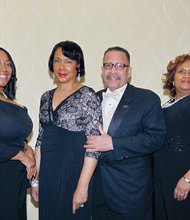 chapter leaders, from left, include Jeffrey Jackson, chapter president, with Madeline Berry; Alan J. Foster, ball committee co-chair, with Rita G. Foster; and Sylvester M. Brown, ball committee co-chair, with Anita M. Brown. The event included dinner, entertainment and dancing. Proceeds from the black-tie affair will go to the Beta Gamma Lambda Education Foundation for scholarships and community outreach programs.