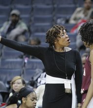 Coach Barvenia Wooten-Cherry during the VUU Lady Panthers’ game at the CIAA tournament in Chlarotte, N.C.