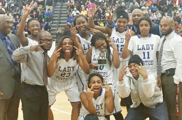 John Marshall High School’s Lady Justices are jubilant over clinching the region’s 3A East title in early March. But they lost a heartbreaker in the final seconds of the state semifinals to Rockingham County’s Broadway High School.