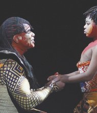 Characters Mustafa, played by Dionne Randolph, and Young Simba, played by Zavion J. Hill, share a moment in the 2012 production of “Disney’s The Lion King” in Richmond. The musical will return for the 2015-16 season of “Broadway in Richmond” at the Altria Theater.