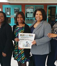 Mothers from the Richmond Chapter of Jack and Jill of America gather at Lucille Brown Middle School, where they conducted a career readiness program recently for young girls in a special mentoring program. The volunteers also provide tutoring and lessons in etiquette, dress and hair care to the group. Their efforts are supported by a grant from the National Jack and Jill Foundation. The Richmond Free Press donated newspapers and tickets for the students to attend the Ringling Bros. and Barnum & Bailey Circus at the Richmond Coliseum.