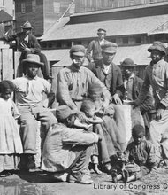 Newly emancipated children and adults at Haxall’s Mill along the Kanawha Canal in Richmond on June 9, 1865.