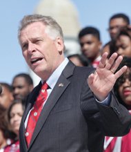 Gov. Terry McAuliffe speaks at the state Capitol ceremony