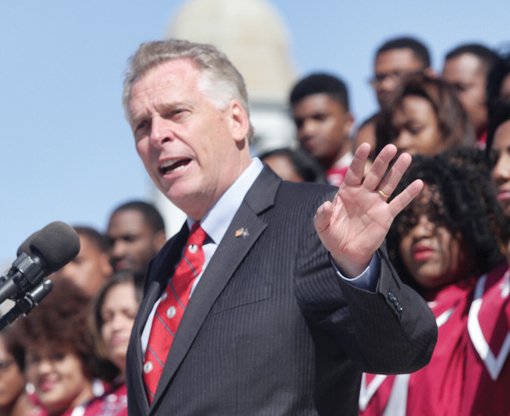 Gov. Terry McAuliffe speaks at the state Capitol ceremony