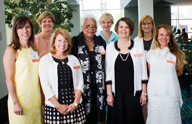 The YWCA of Richmond honored leaders in eight disciplines for their high achievement at its 35th Annual Outstanding Women Awards luncheon. More than 800 people attended the event held April 24 at the Greater Richmond Convention Center. The honorees and their areas, from left: Dr. Melissa Nelson, health and science; Mary E. Langer, law and government; Genene D. LeRosen, education; Marilyn West, business; Kathy Glazer, nonprofit management; Judy Anderson, volunteerism; Susan Brown Davis, human relations and faith in action; and Ana Ines King, arts.