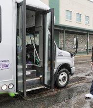 Today is a good day for Roderyck Bullock. He walks to the van that arrived at the scheduled time to pick him up at the Social Services Center.