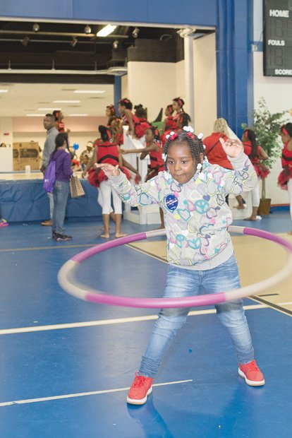 Fitness fun
Six-year-old Alayzin Smith energetically hoops it up during the 4th Annual Health and Wellness Fair at Blackwell Elementary School in the city’s South Side. The school, along with the city’s Department of Parks, Recreation and Community Facilities and the Minority Health Consortium, hosted the spring event to promote community health.