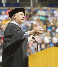 Gov. Terry McAuliffe applauds the innovative and entrepreneurial spirit among Virginia Commonwealth University students. More than half intend to start a business one day, while 15 percent are doing so as students.