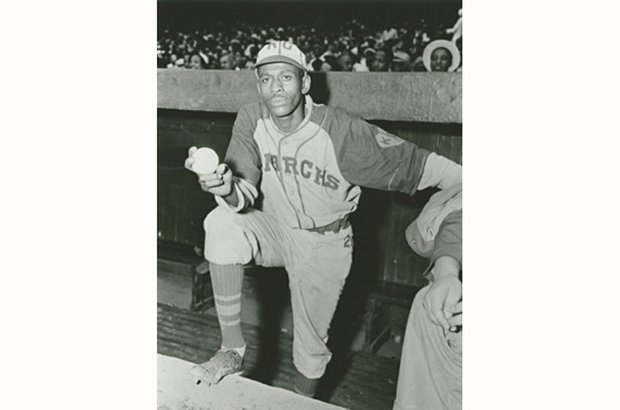 Satchel Paige played with the Kansas City Monarchs in 1935 and from 1939 to 1947.