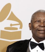 Blues legend B.B. King in February 2009 after winning a Grammy Award for Best Traditional Blues Album for “One Kind Favor.”